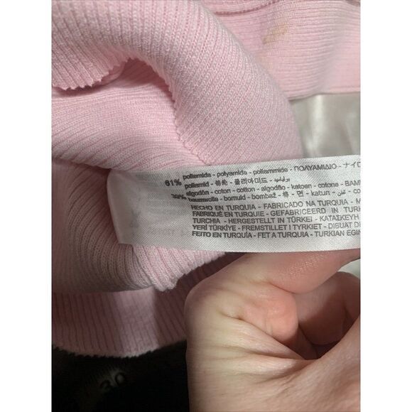 zara 6771/136/621 Solid Baby Pink Ribbed Long Sleeve Cold Shoulder Sweater Top - Picture 6 of 7